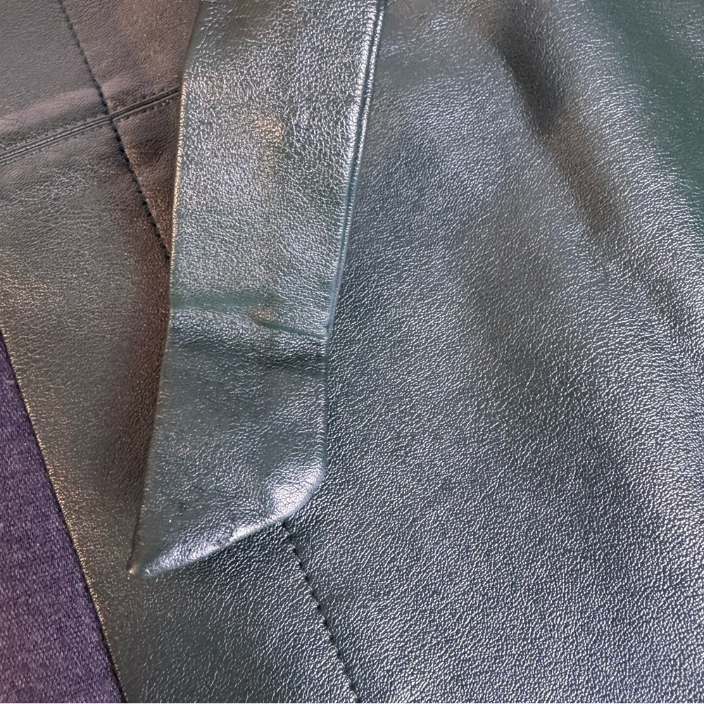 Lulus Daydream With Me Forest Green Vegan Leather Wrap Mini Skirt Size L - Picture 6 of 14